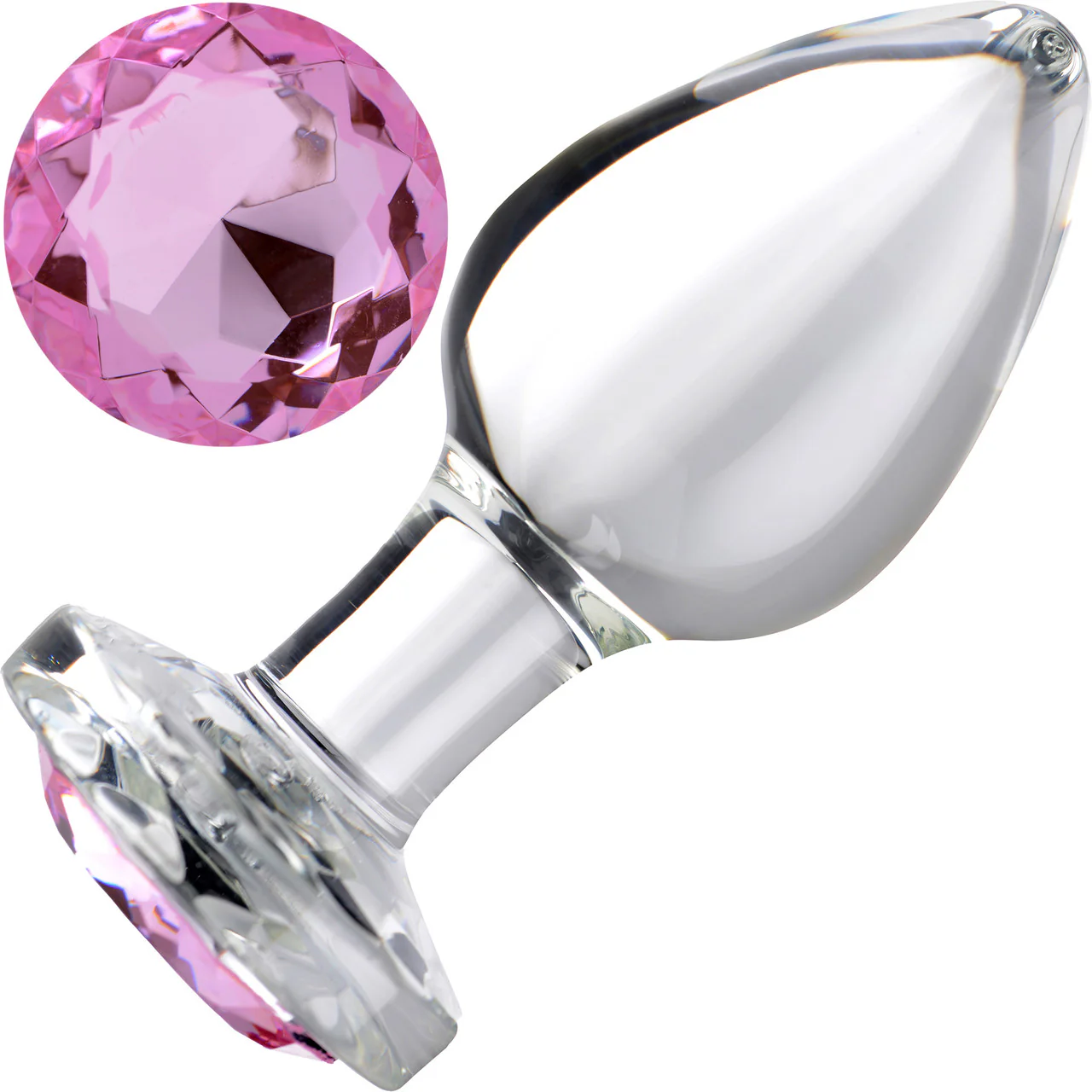 Booty Sparks Pink Gem Glass Anal Plug - Large - Image 3