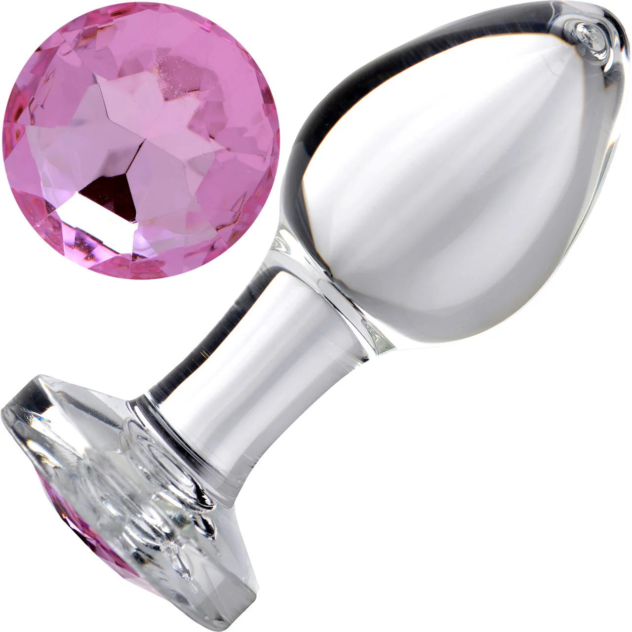 Booty Sparks Pink Gem Glass Anal Plug - Medium - Image 3