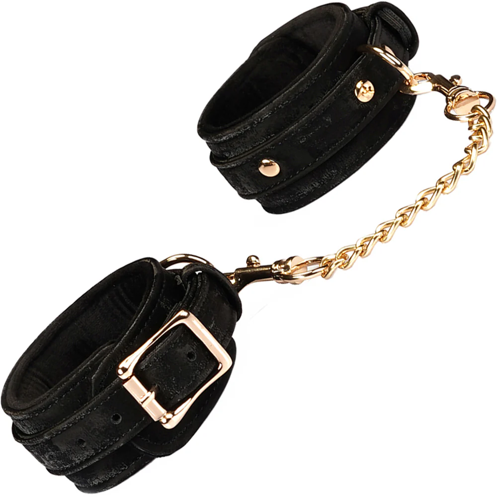 Boudoir Amor Black Handcuffs With Gold Hardware By Liebe Seele - Image 3