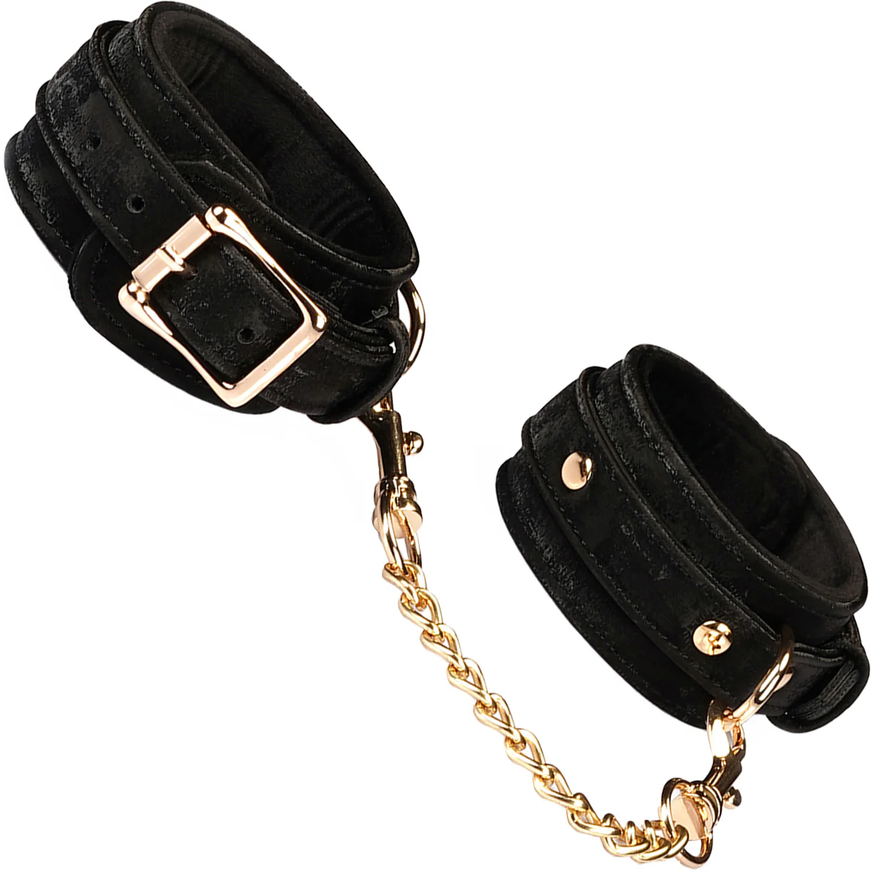 Boudoir Amor Black Handcuffs With Gold Hardware By Liebe Seele - Image 5