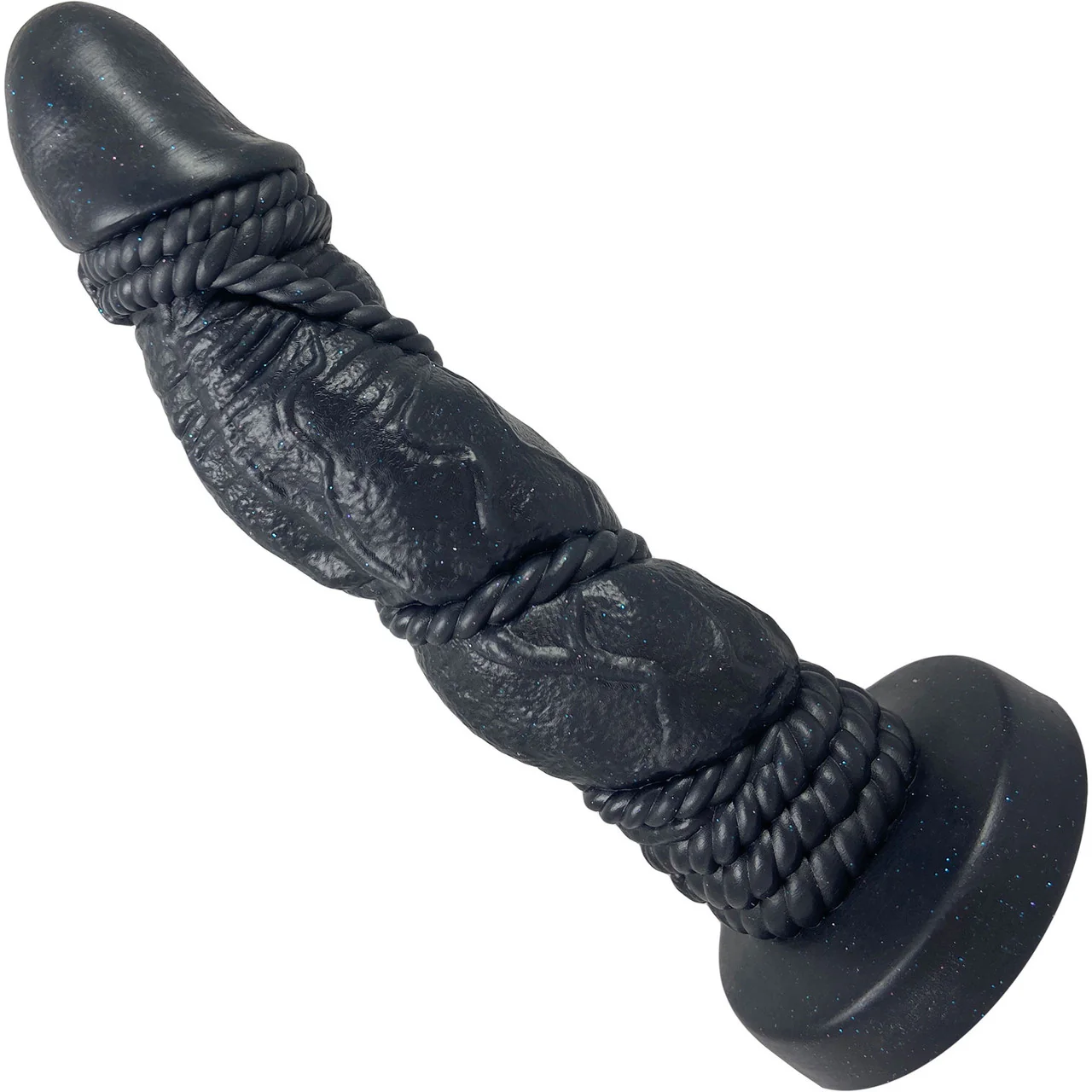 Bound 2.0 - 6.75" Silicone Super Textured Dildo By Uberrime - Luster Black - Image 2