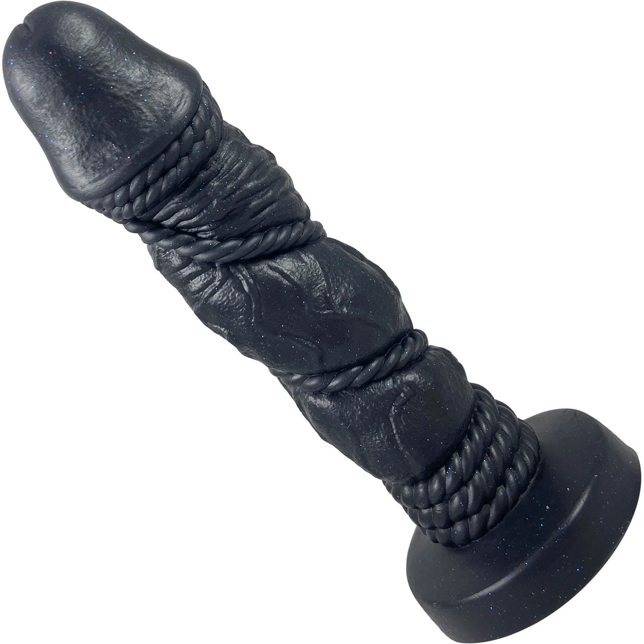 Bound 2.0 - 6.75" Silicone Super Textured Dildo By Uberrime - Luster Black - Image 4