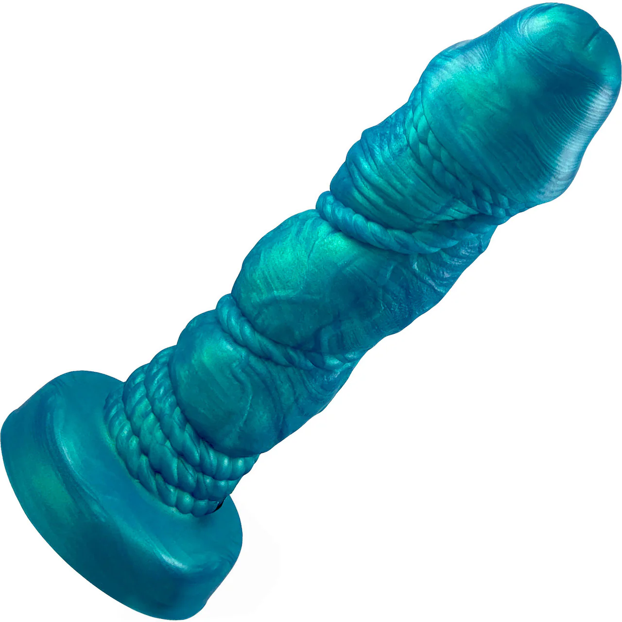 Bound 2.0 XL 10" Silicone Super Textured Dildo By Uberrime - Mermaid Blue - Image 3