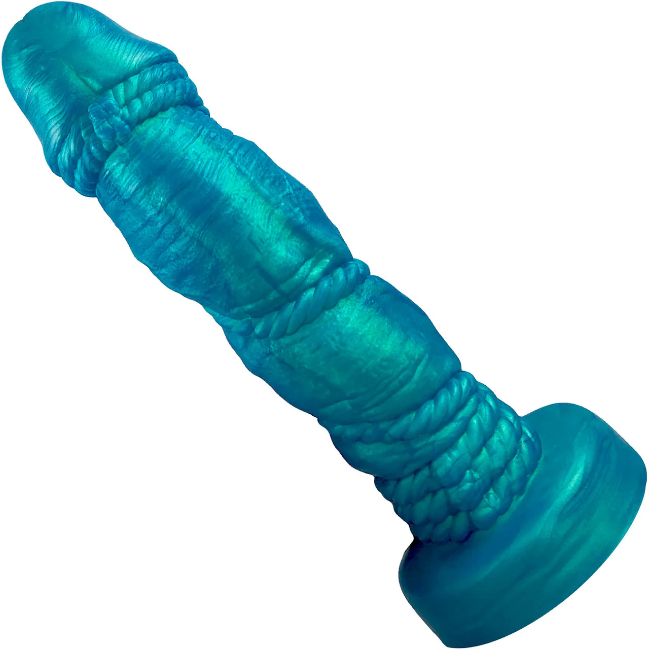 Bound 2.0 XL 10" Silicone Super Textured Dildo By Uberrime - Mermaid Blue - Image 4