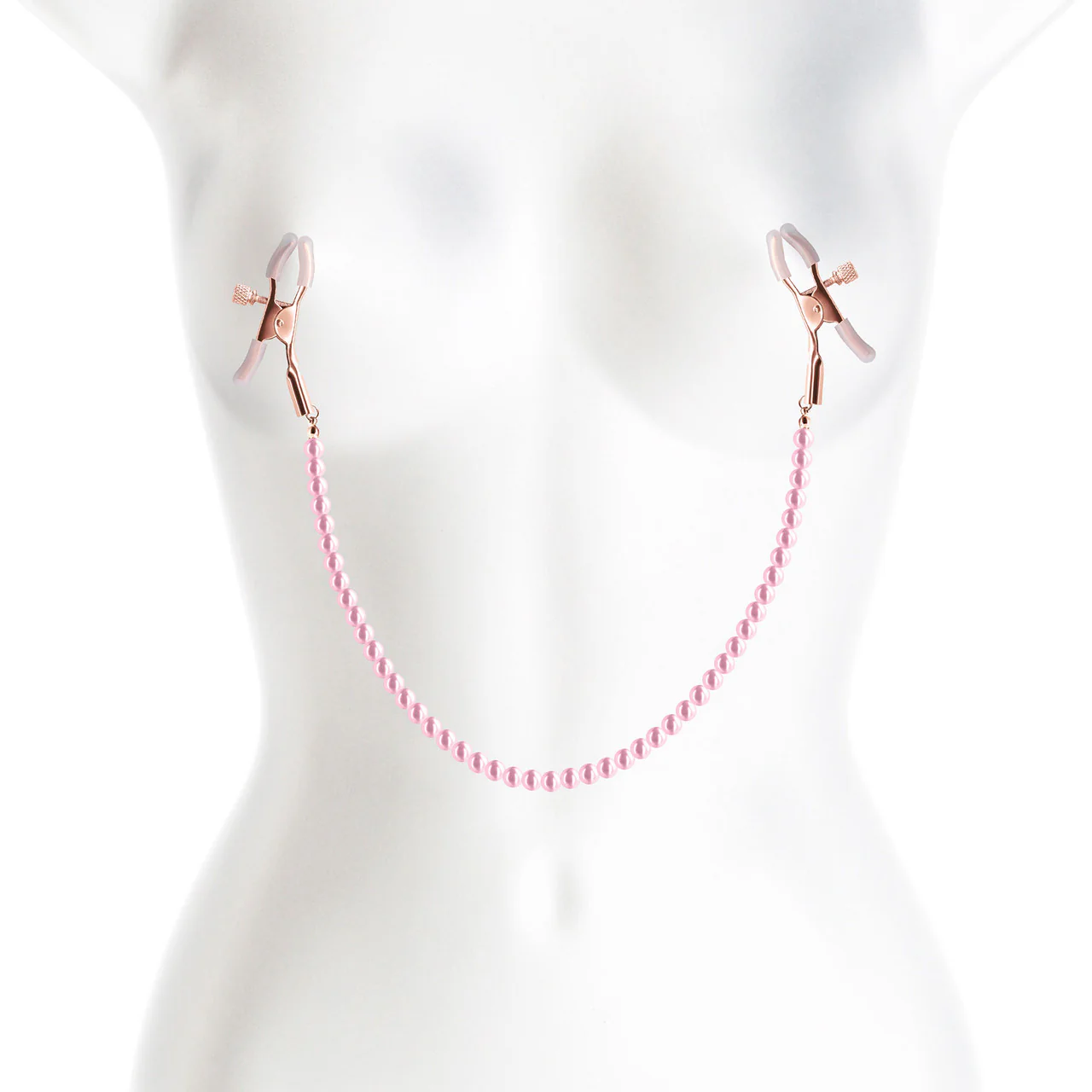 Bound Adjustable DC1 Pearl Chain Nipple Clamps by NS Novelties - Rose Gold & Pink - Image 2