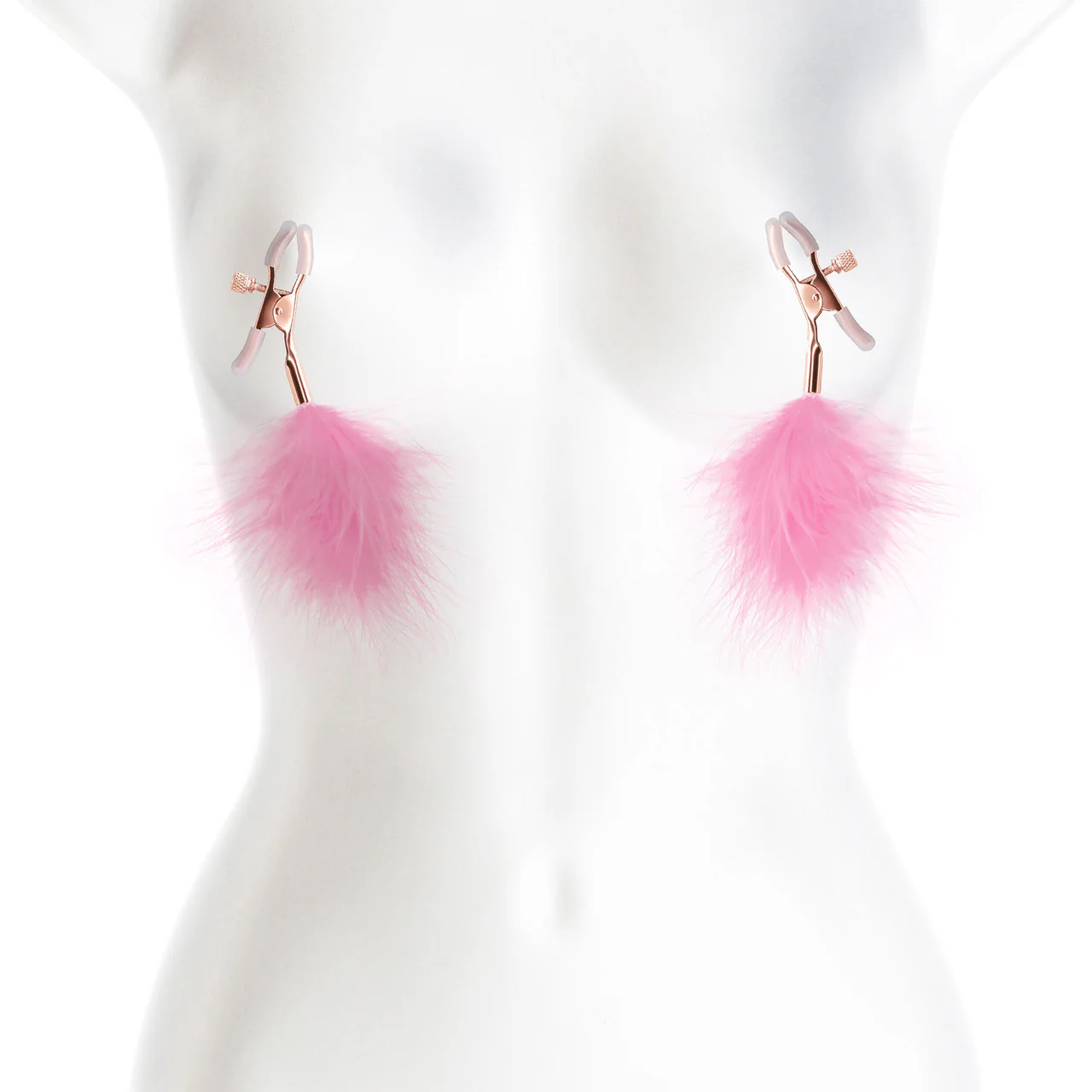 Bound Adjustable F1 Feather Nipple Clamps by NS Novelties - Rose Gold & Pink - Image 2