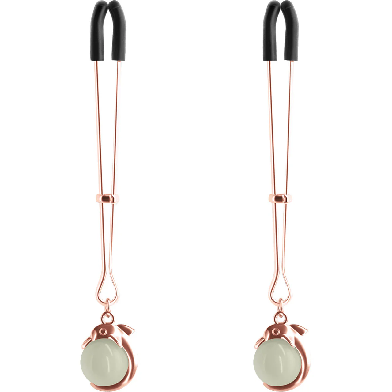 Bound Adjustable G1 Glow In The Dark Nipple Clamps by NS Novelties - Rose Gold