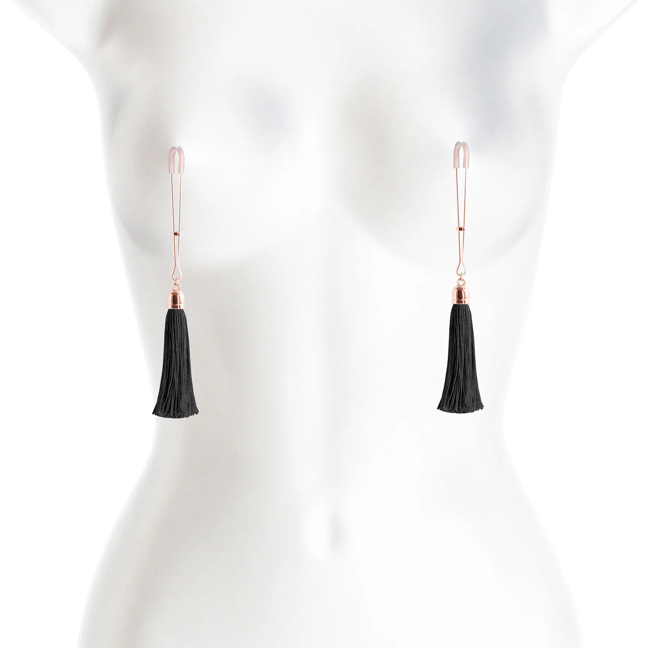 Bound Adjustable T1 Tassel Nipple Clamps by NS Novelties - Rose Gold & Black - Image 2