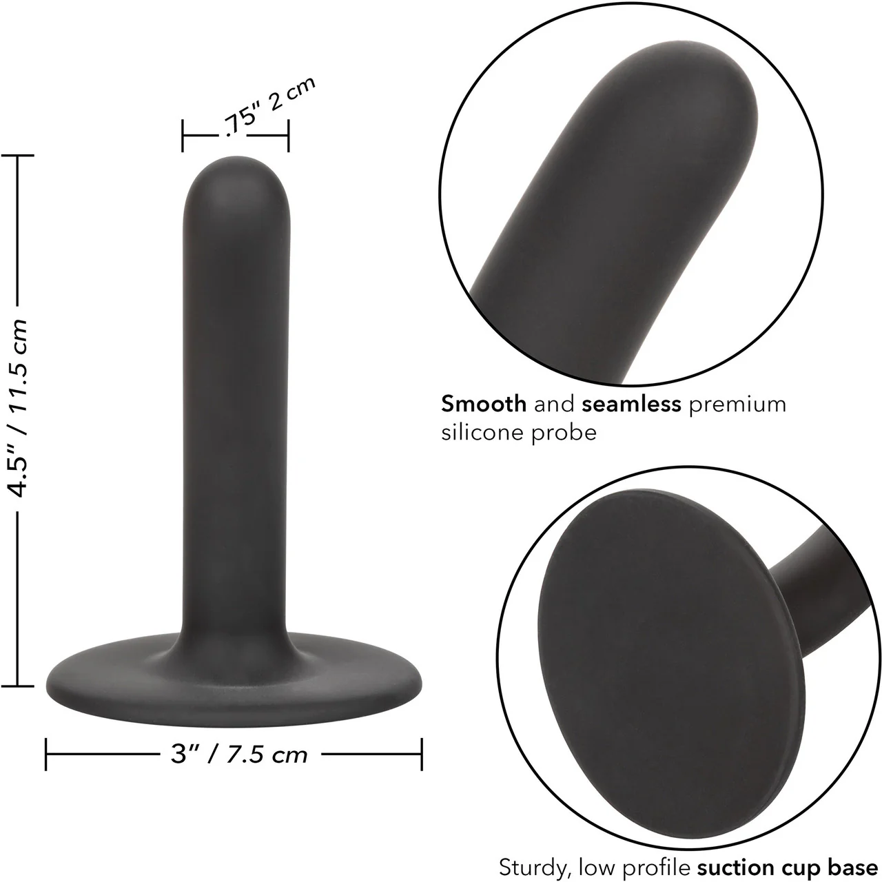 Boundless 4.5" Slim Silicone Suction Cup Dildo By CalExotics - Black - Image 7
