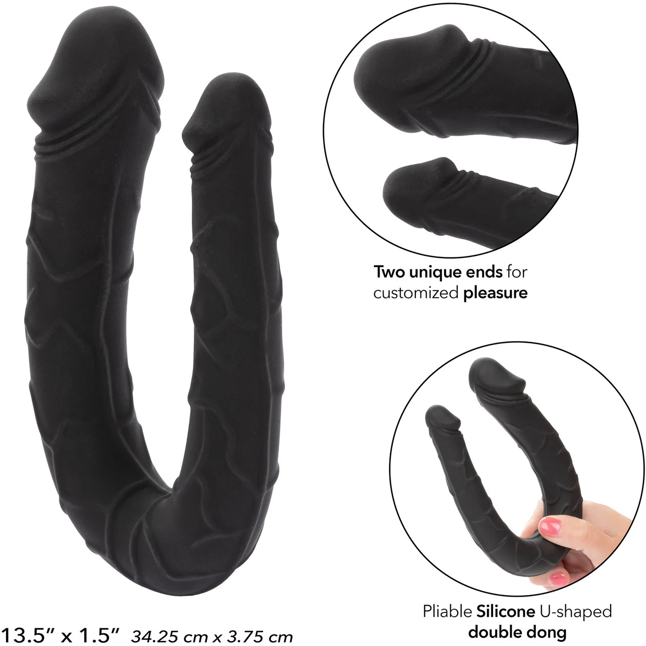 Boundless AC/DC Dong Silicone Double Dildo By CalExotics - Black - Image 7