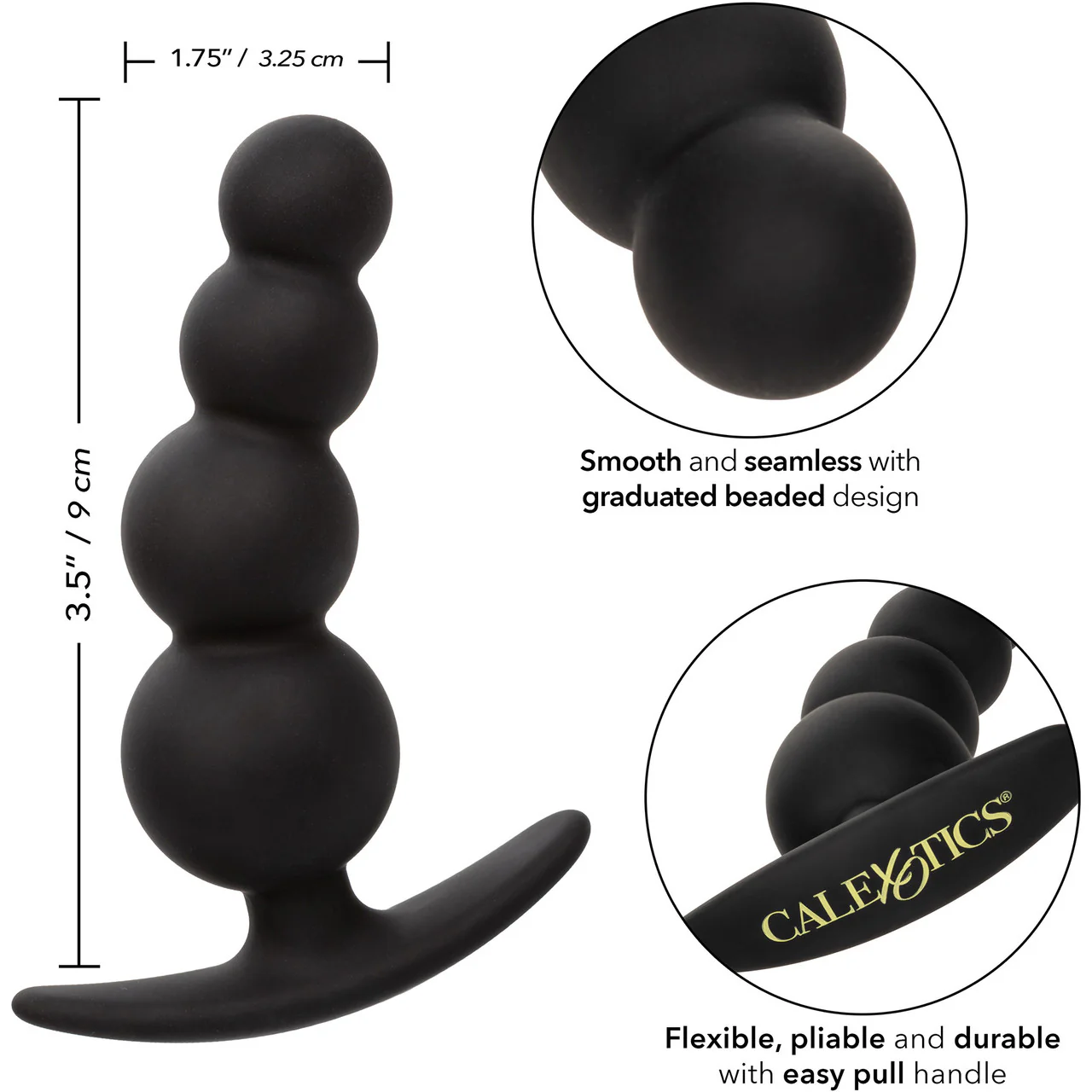 Boundless Beaded Plug Silicone Butt Plug By CalExotics - Black - Image 7