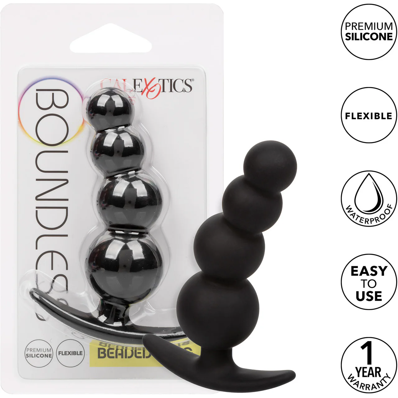 Boundless Beaded Plug Silicone Butt Plug By CalExotics - Black - Image 8