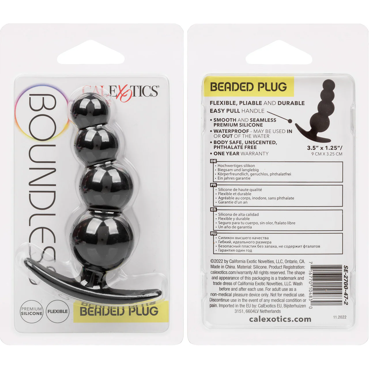 Boundless Beaded Plug Silicone Butt Plug By CalExotics - Black - Image 9