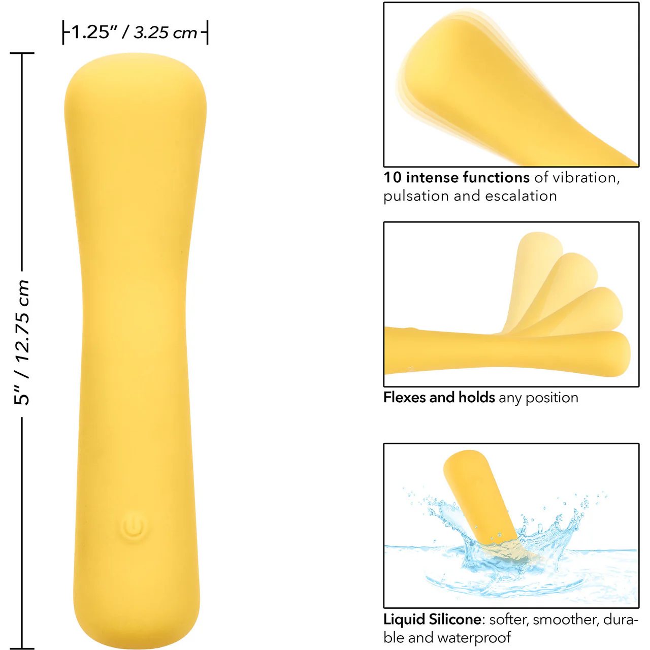 Boundless Mini FlexiWand Bendable Rechargeable Waterproof Silicone Vibrator By CalExotics - Yellow - Image 11