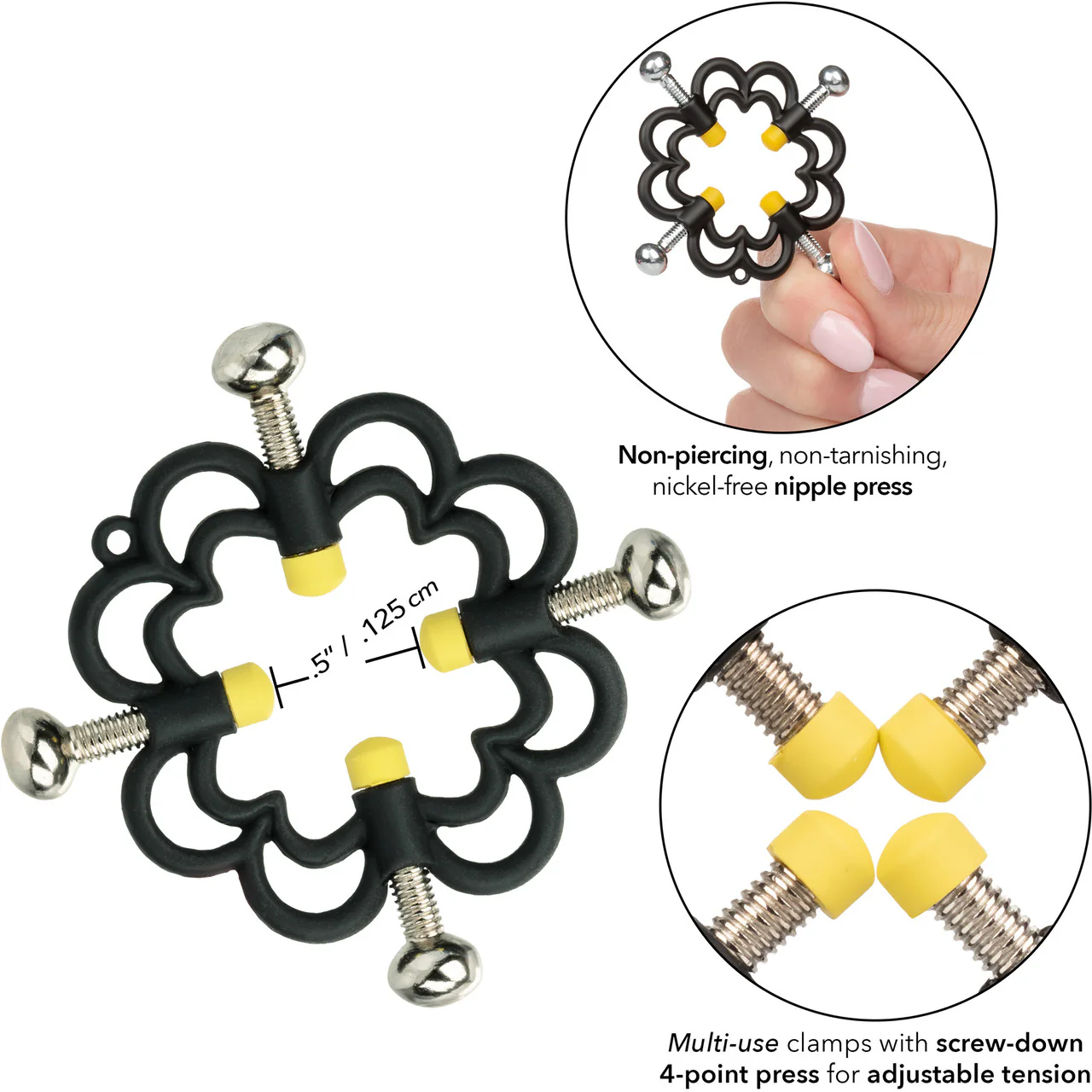 Boundless Nipple Grips Power Grip 4-Point Nipple Press By CalExotics - Black - Image 3