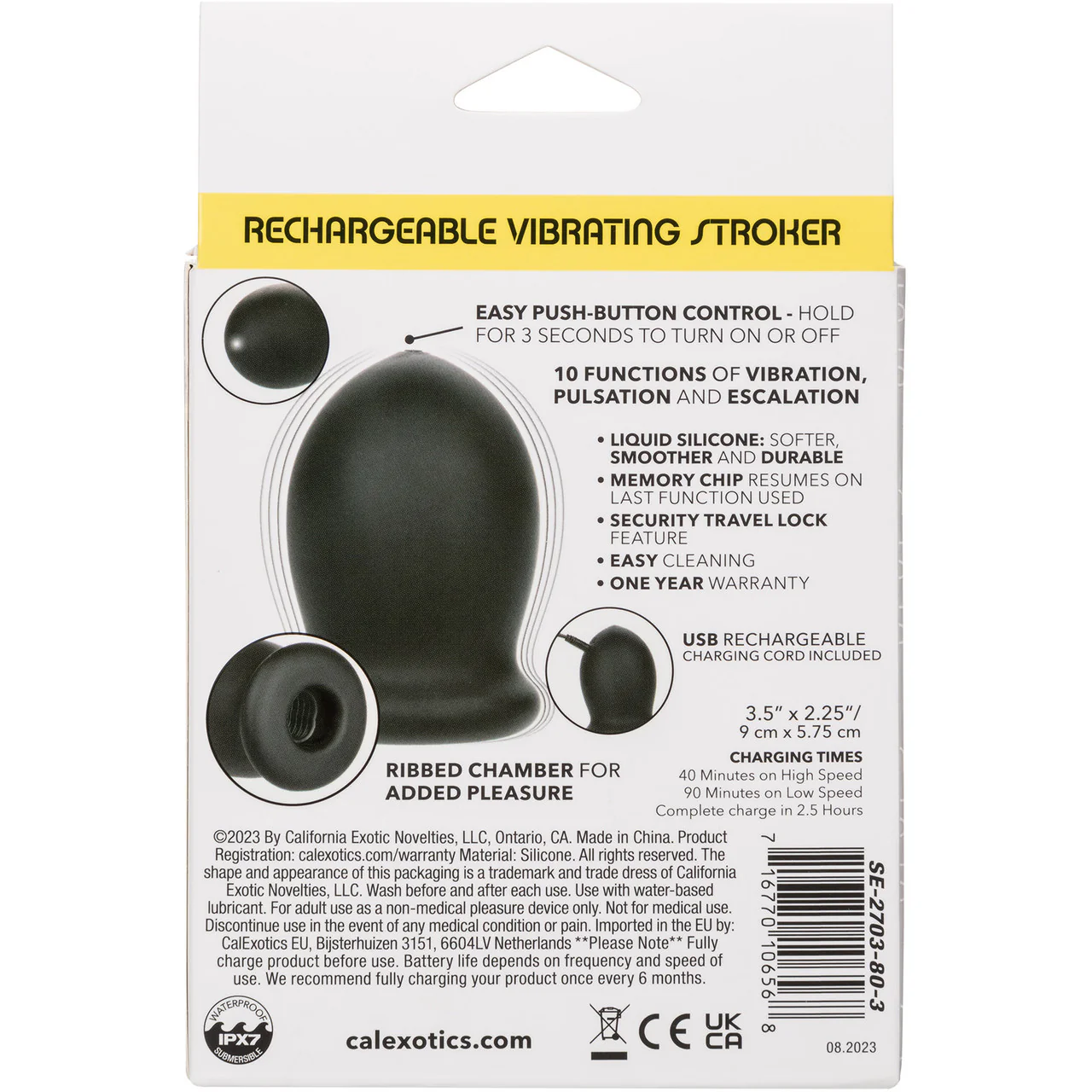 Boundless Rechargeable Waterproof Silicone Vibrating Trans Masc Stroker 2.75" By CalExotics - Black - Image 10