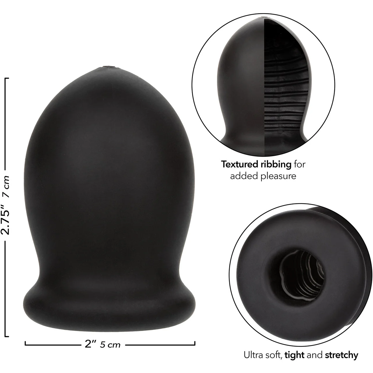 Boundless Rechargeable Waterproof Silicone Vibrating Trans Masc Stroker 2.75" By CalExotics - Black - Image 7