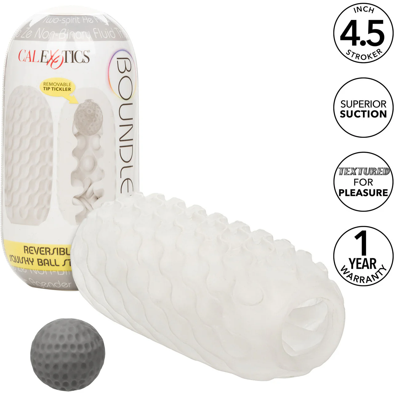 Boundless Reversible Squishy Ball Stroker Penis Masturbator By CalExotics - Smoke - Image 15