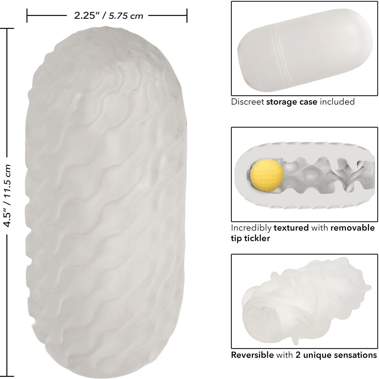 Boundless Reversible Squishy Ball Stroker Penis Masturbator By CalExotics - Yellow - Image 14
