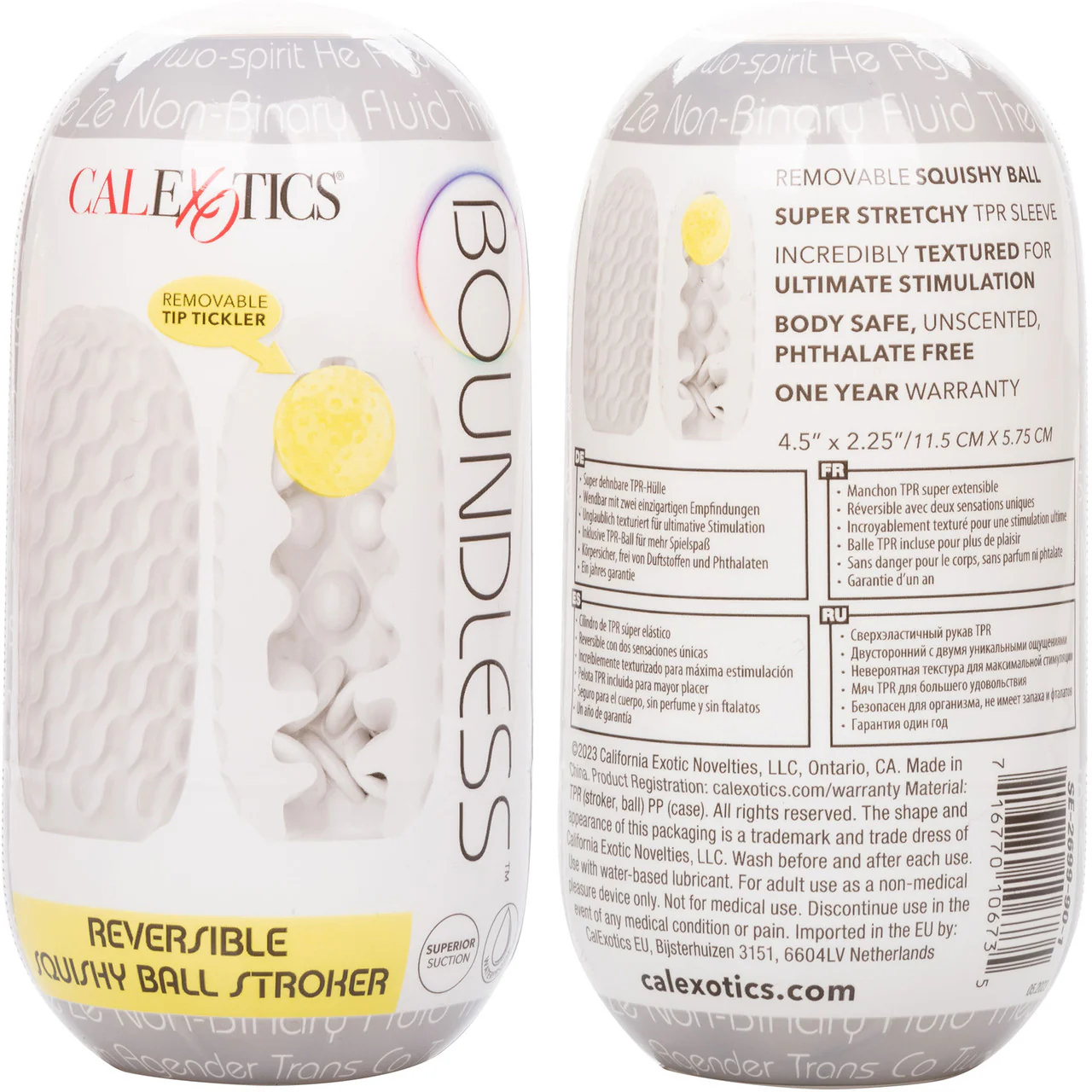 Boundless Reversible Squishy Ball Stroker Penis Masturbator By CalExotics - Yellow - Image 16