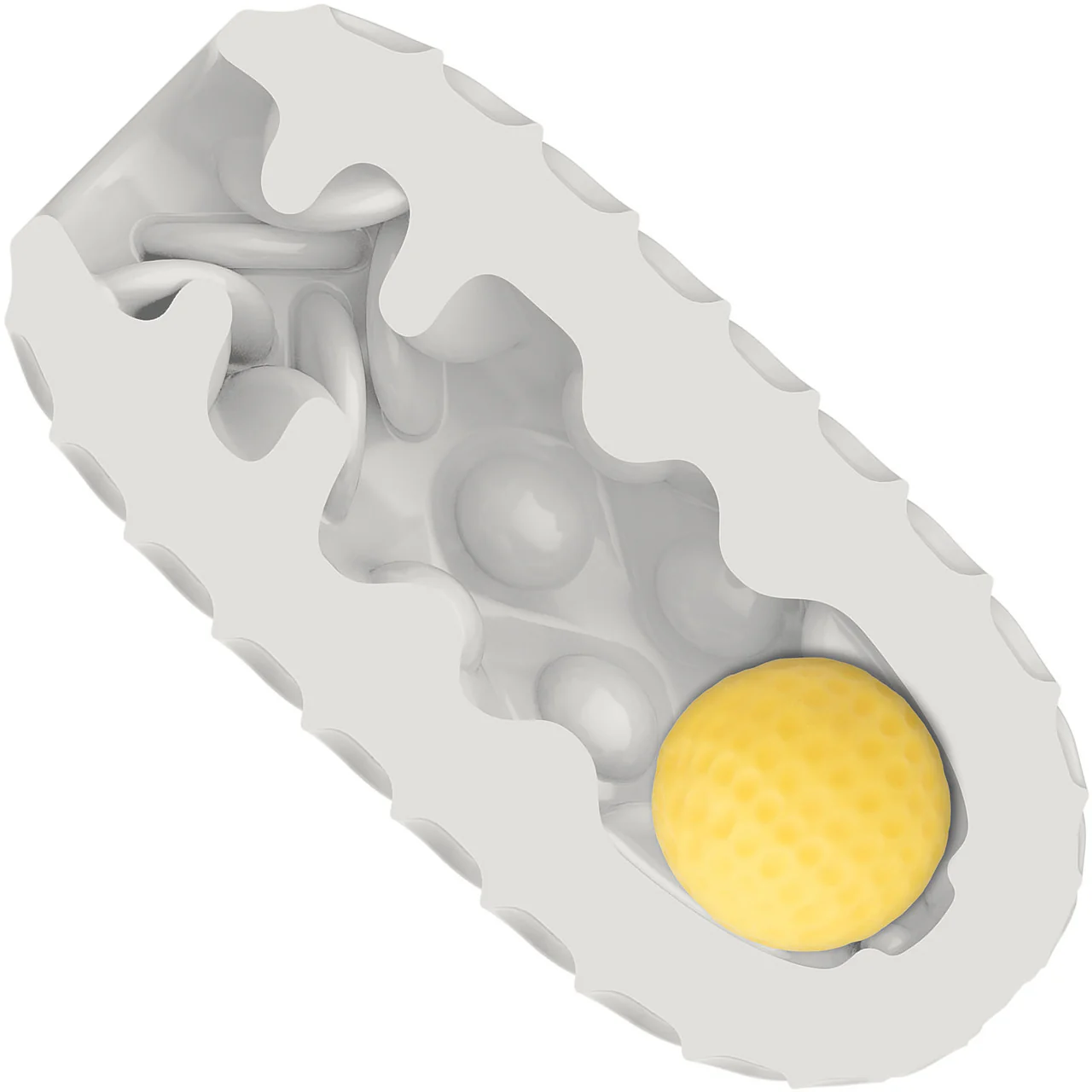 Boundless Reversible Squishy Ball Stroker Penis Masturbator By CalExotics - Yellow - Image 3