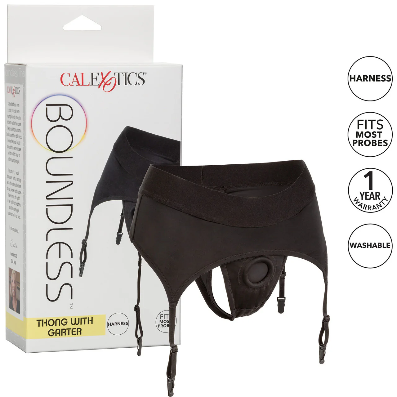 Boundless Thong With Garter Strap-On Harness By CalExotics - Small / Medium - Image 5