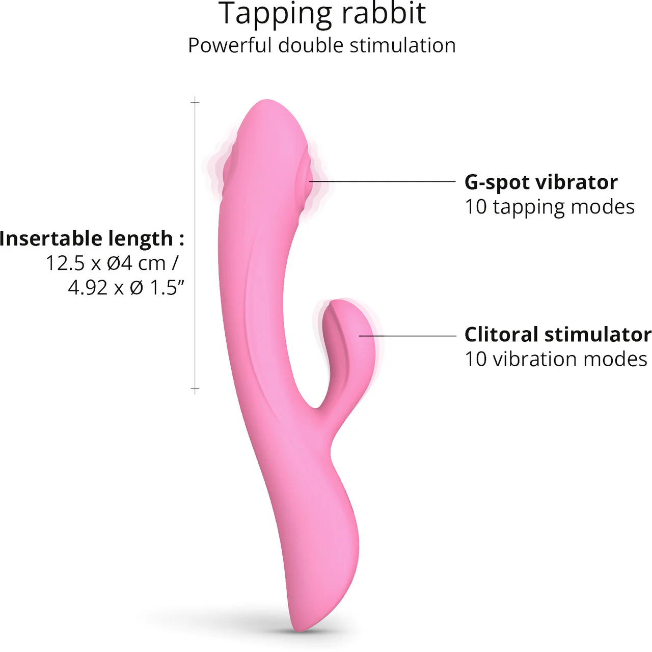 Bunny & Clyde Rechargeable Waterproof Silicone Rabbit Vibrator By Love To Love - Pink Passion - Image 2