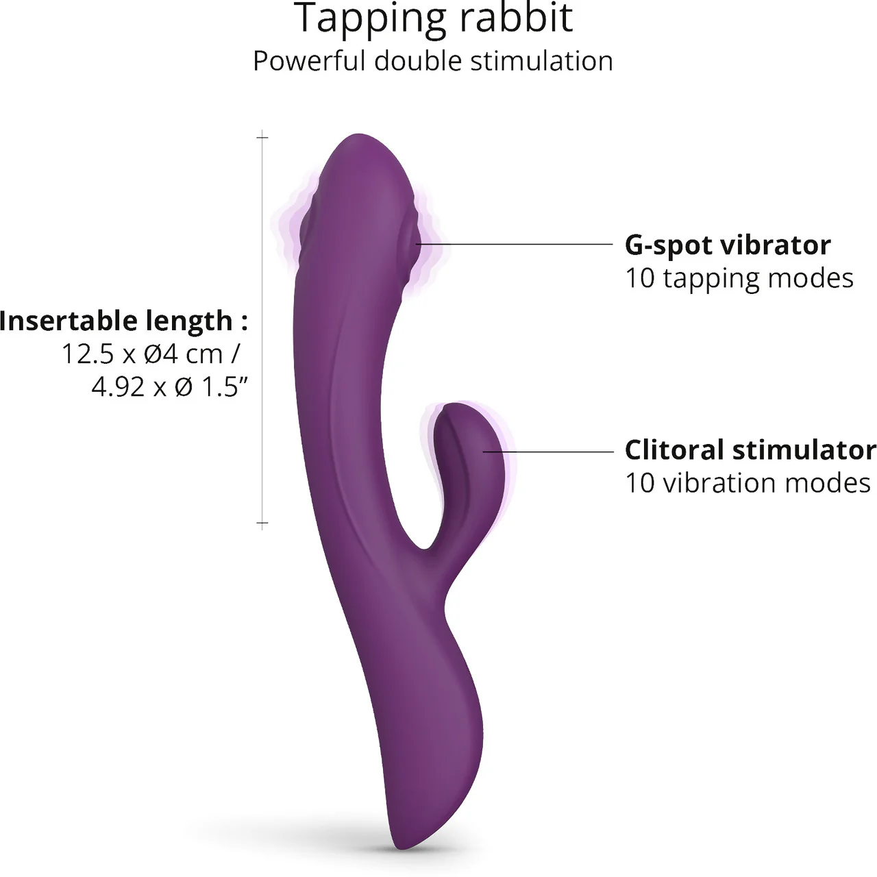 Bunny & Clyde Rechargeable Waterproof Silicone Rabbit Vibrator By Love To Love - Purple Rain - Image 3
