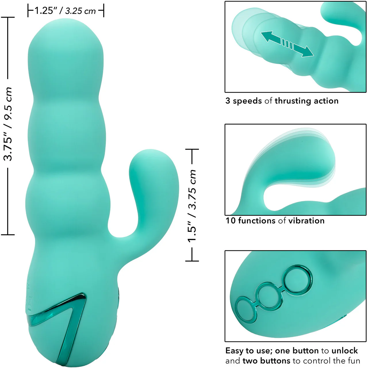 California Dreaming Del Mar Diva Thrusting Rabbit Style Silicone Rechargeable Vibrator by CalExotics - Image 11