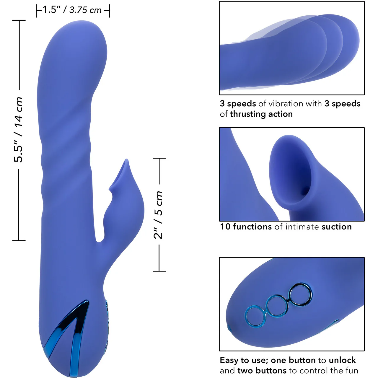 California Dreaming L.A. Love Thrusting Rabbit Style Silicone Rechargeable Vibrator by CalExotics - Image 8
