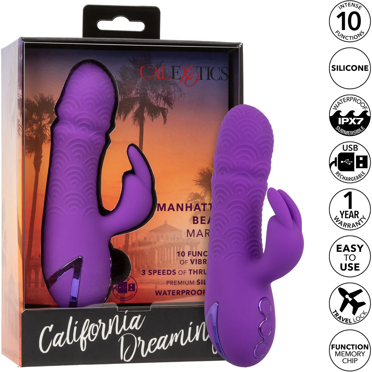 California Dreaming Manhattan Beach Marvel Thrusting Dual Stimulation Vibrator By CalExotics - Image 9