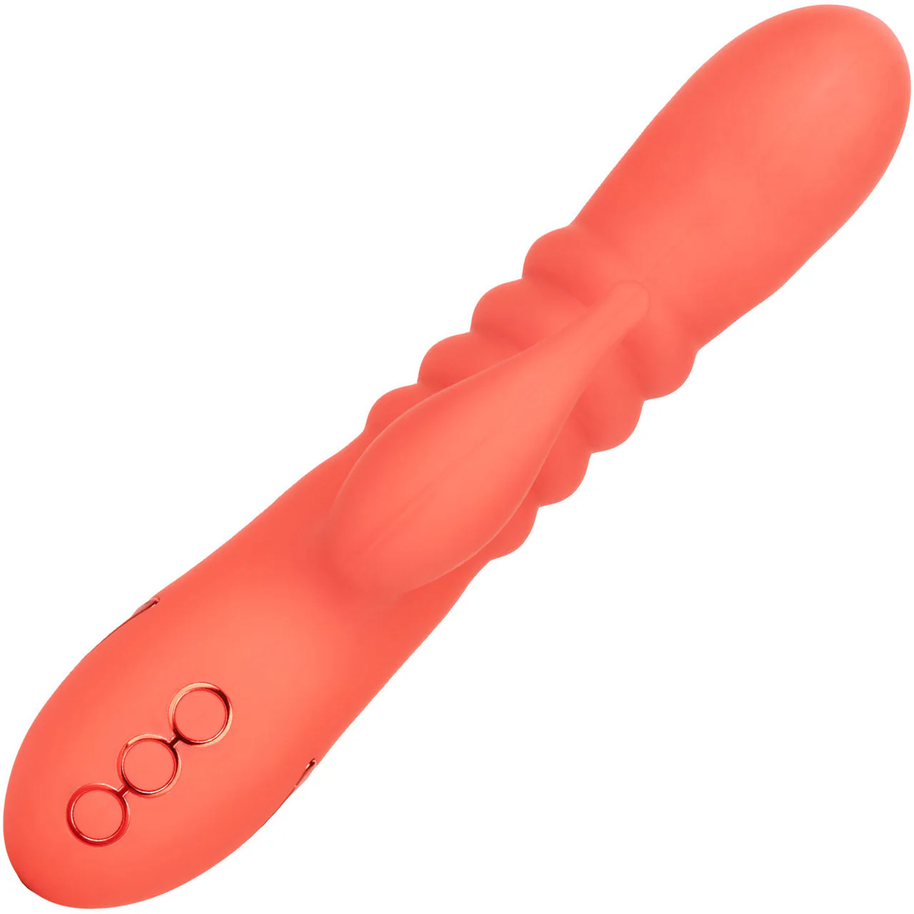 California Dreaming Orange County Cutie Rabbit Style Thrusting Silicone Vibrator by CalExotics - Image 4