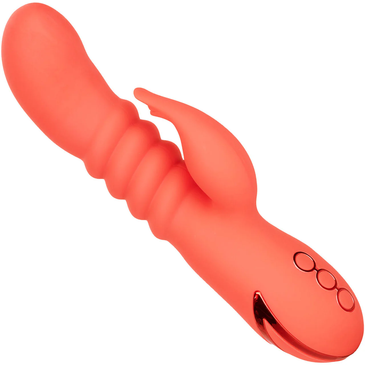 California Dreaming Orange County Cutie Rabbit Style Thrusting Silicone Vibrator by CalExotics - Image 5