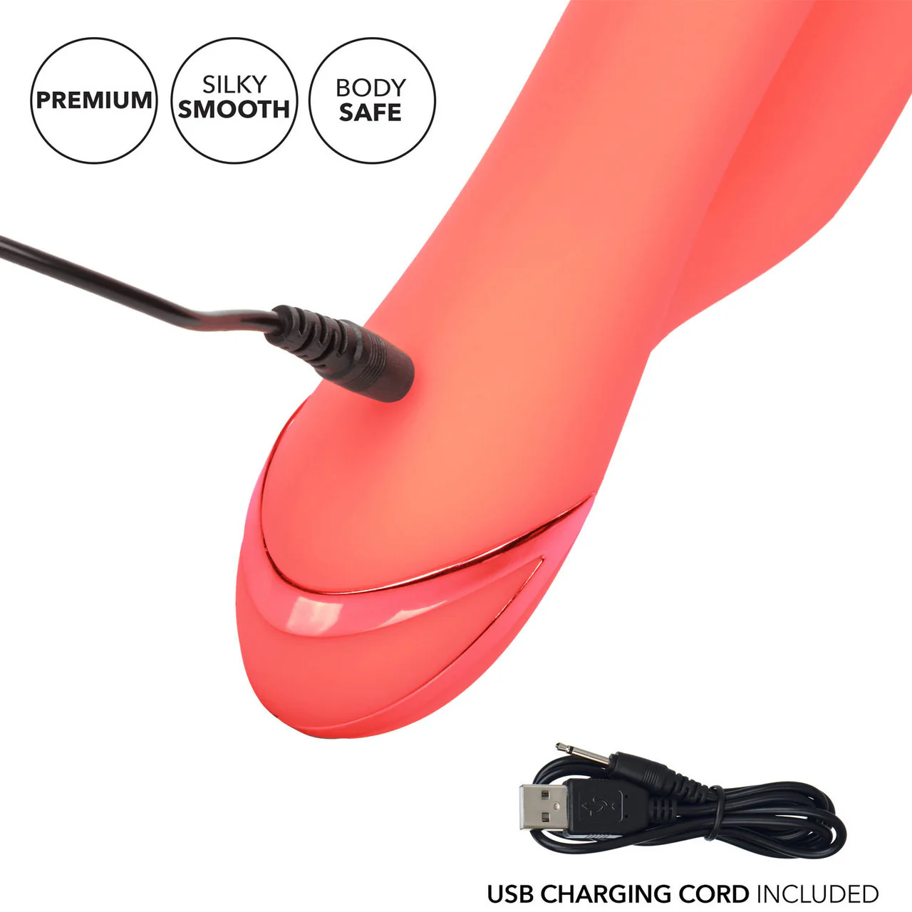 California Dreaming Orange County Cutie Rabbit Style Thrusting Silicone Vibrator by CalExotics - Image 6