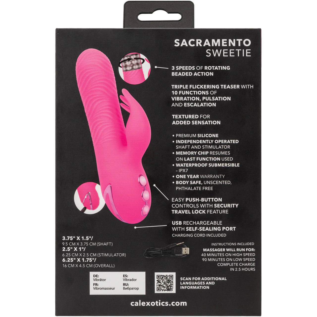 California Dreaming Sacramento Sweetie Dual Stimulation Vibrator With Rotating Beaded Shaft By CalExotics - Image 11