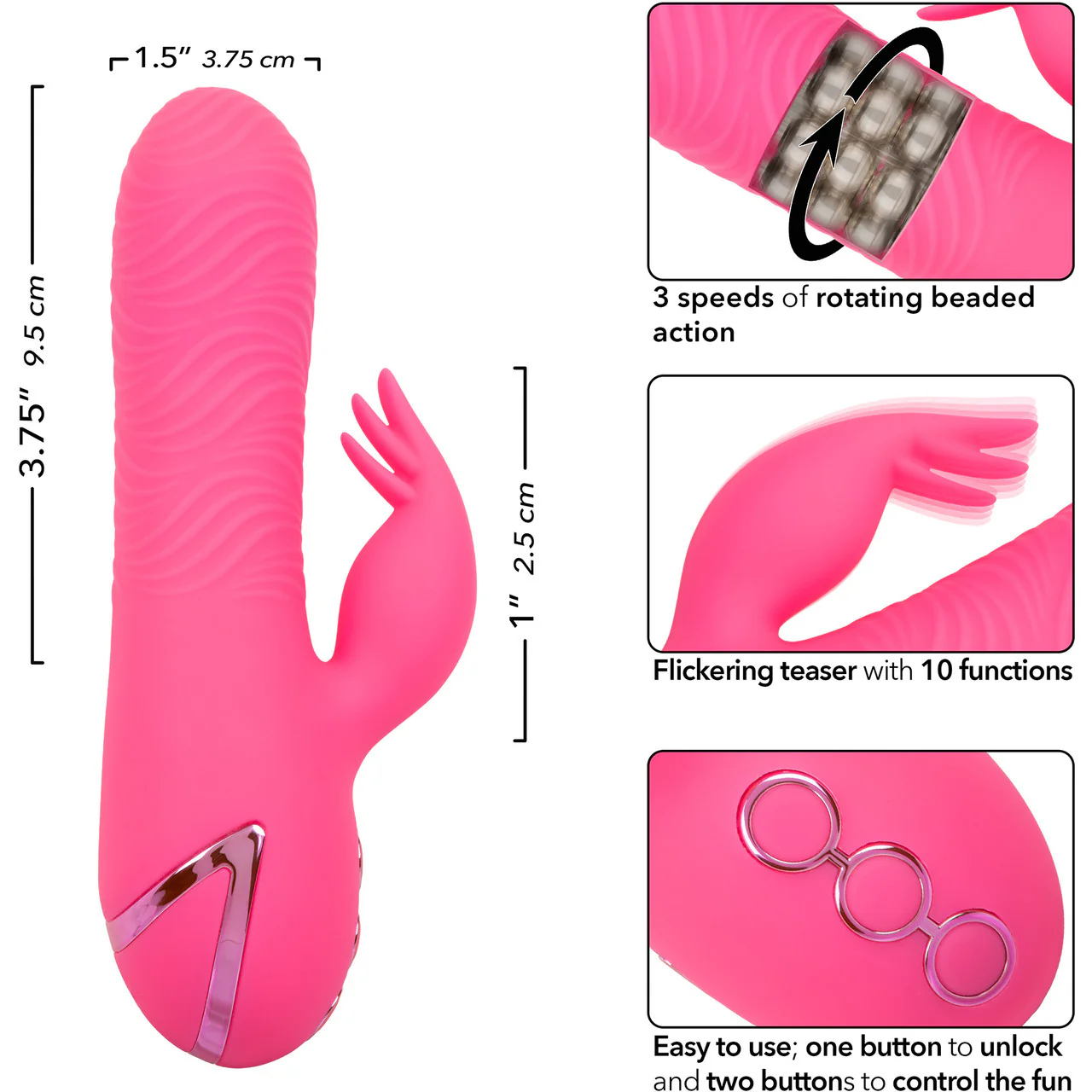California Dreaming Sacramento Sweetie Dual Stimulation Vibrator With Rotating Beaded Shaft By CalExotics - Image 8
