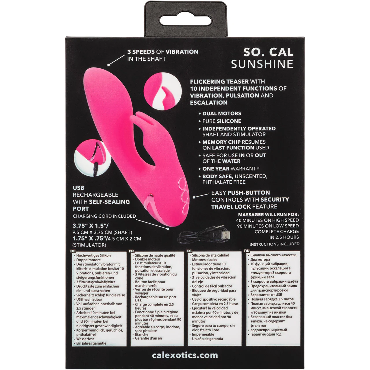 California Dreaming So. Cal Sunshine Rabbit Style Silicone Rechargeable Vibrator by CalExotics - Image 12
