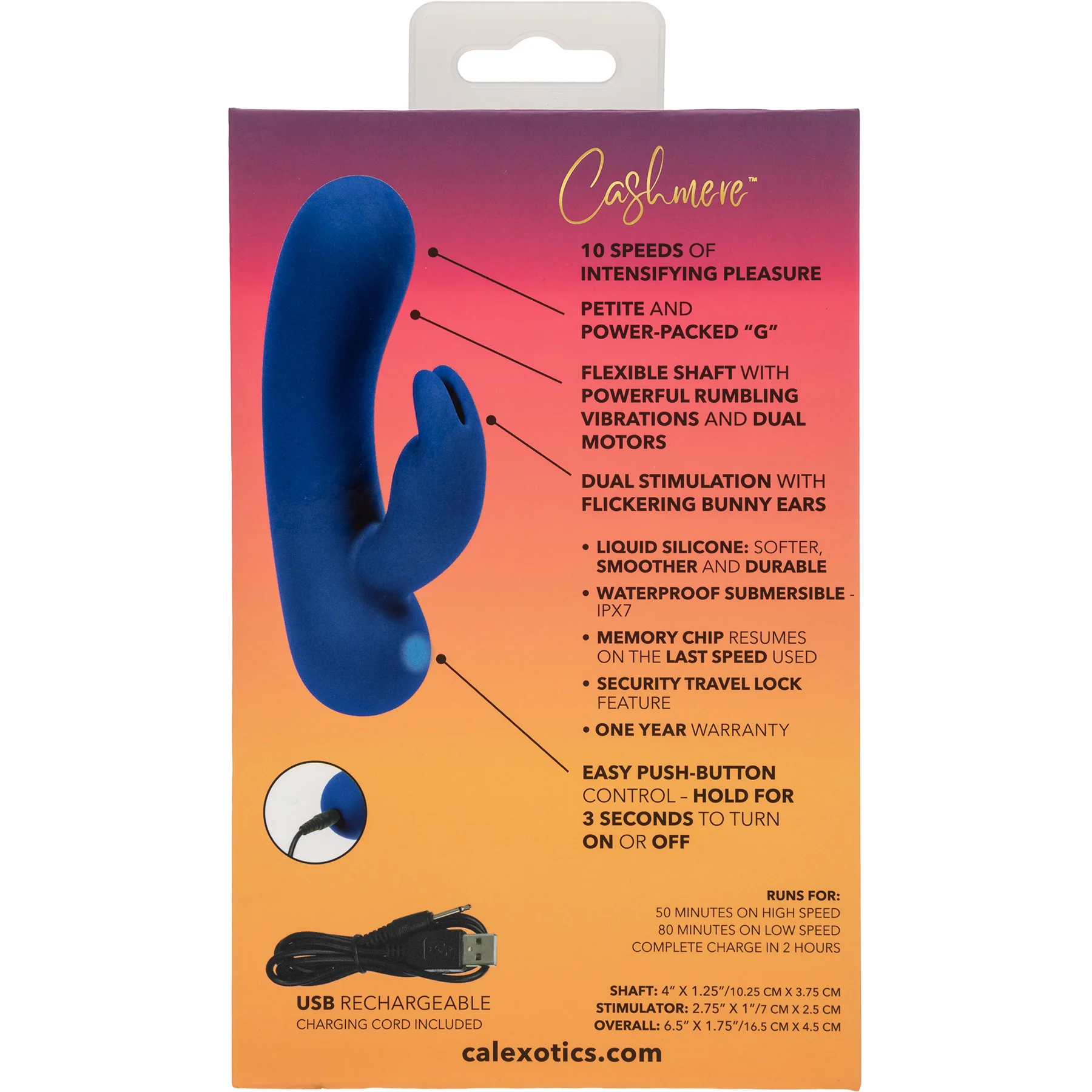 Cashmere® Silk Bunny Waterproof Silicone Dual Stimulation Vibrator By CalExotics - Image 8