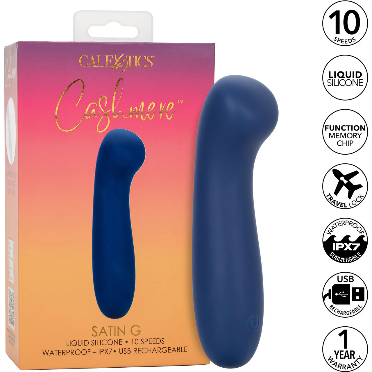 Cashmere Satin G Rechargeable Waterproof Silicone G-Spot Vibrator By CalExotics - Blue - Image 10