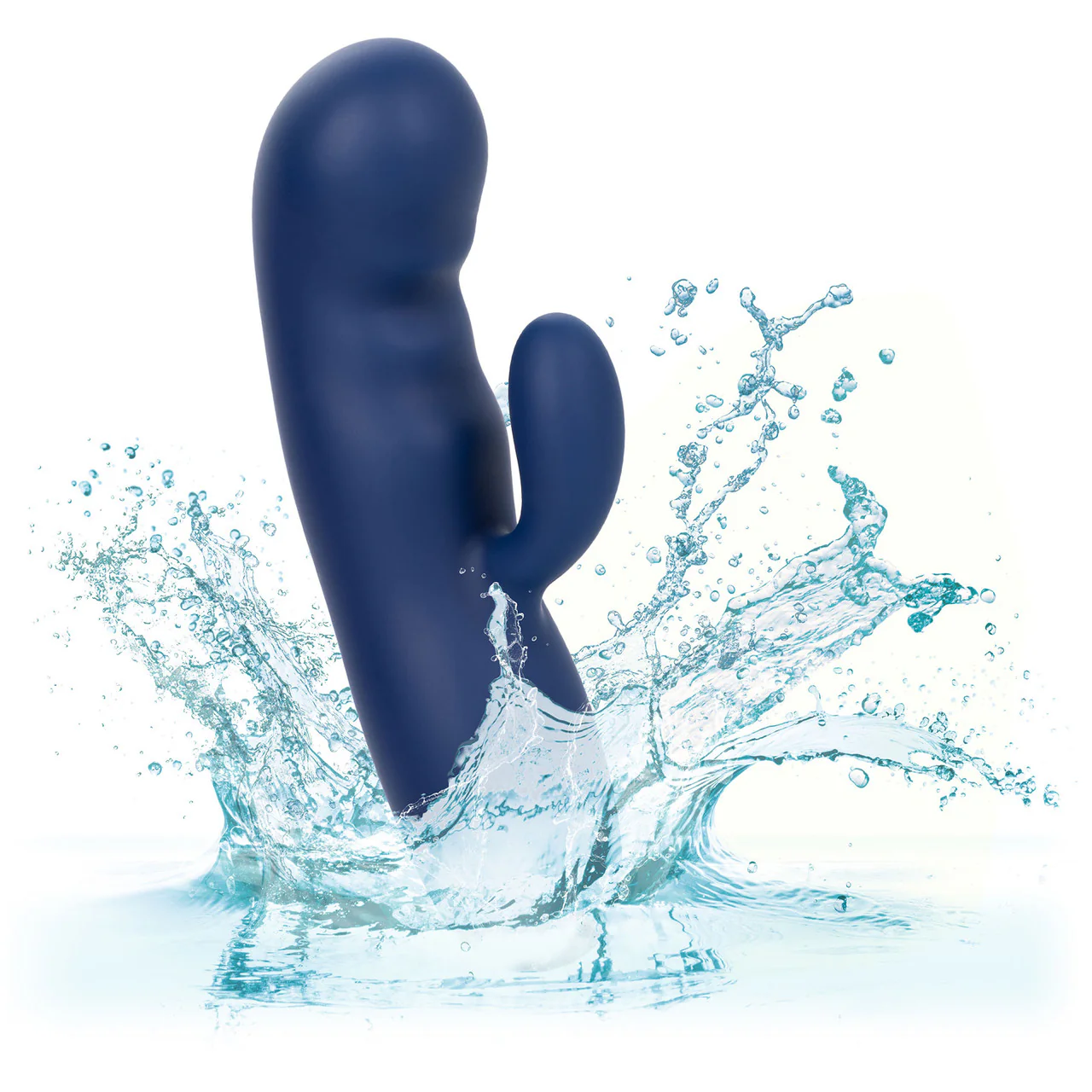 Cashmere Silk Duo Rechargeable Waterproof Silicone Rabbit Vibrator By CalExotics - Blue - Image 10