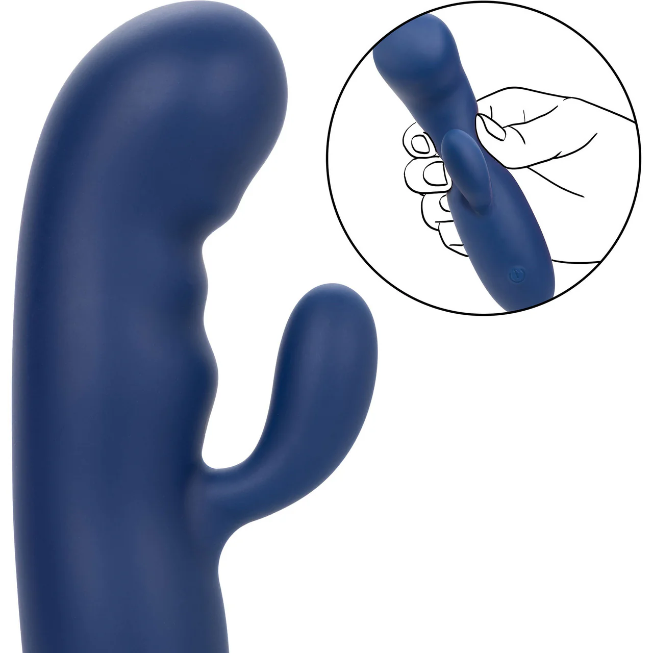 Cashmere Silk Duo Rechargeable Waterproof Silicone Rabbit Vibrator By CalExotics - Blue - Image 9