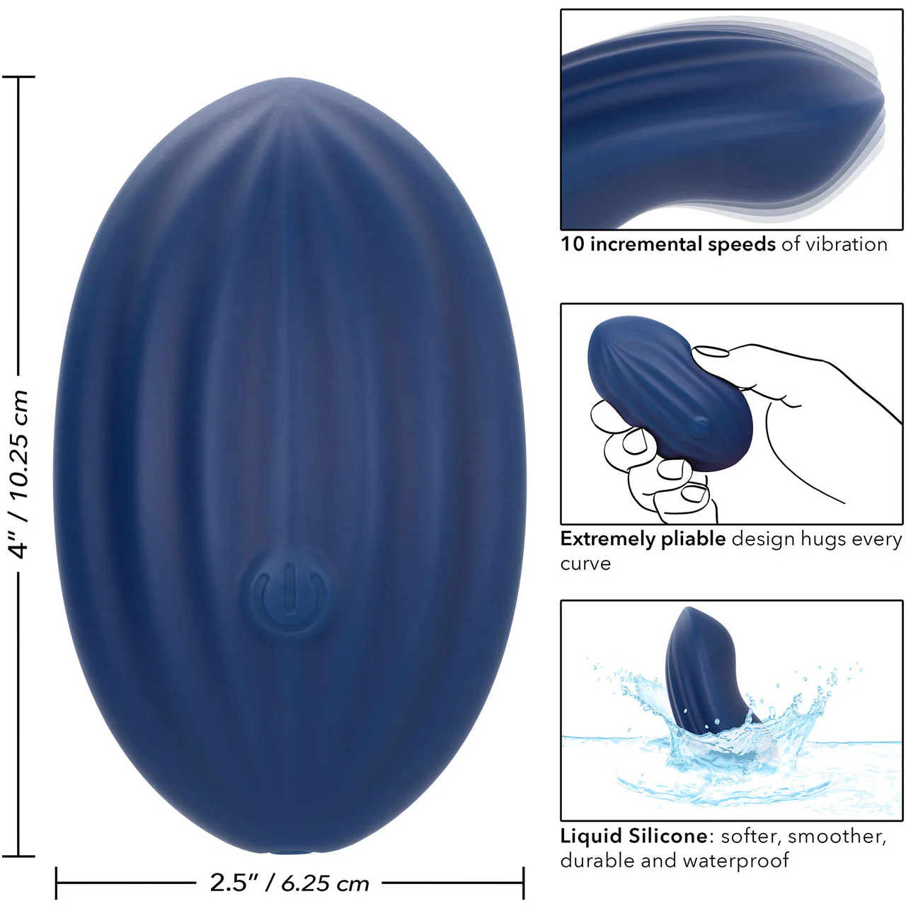 Cashmere Velvet Curve Rechargeable Waterproof Silicone Vibrator By CalExotics - Blue - Image 10