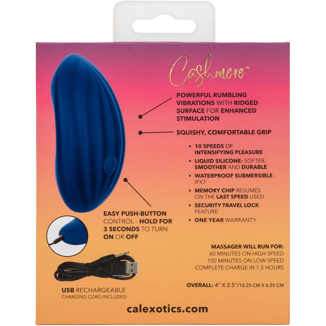 Cashmere Velvet Curve Rechargeable Waterproof Silicone Vibrator By CalExotics - Blue - Image 13