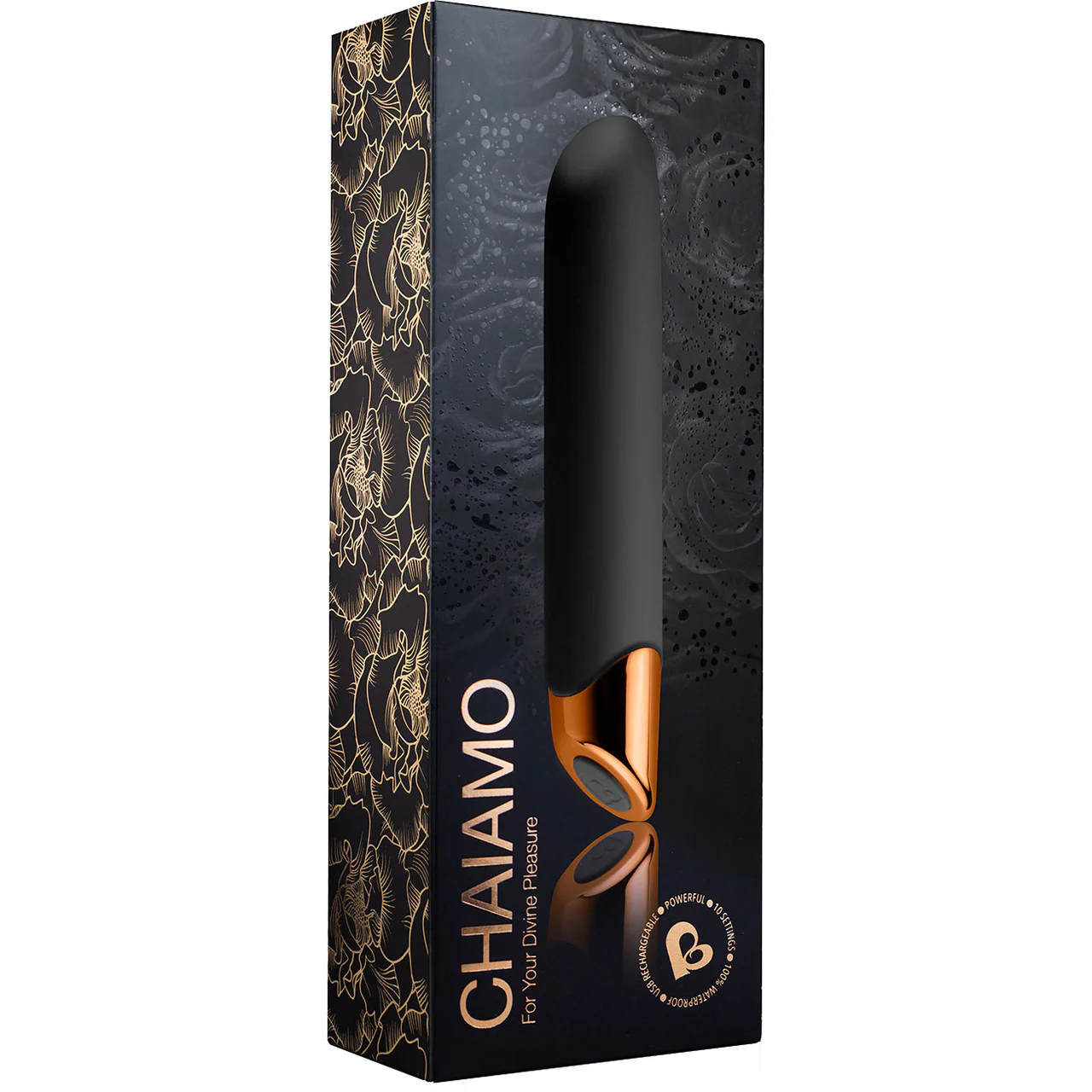 Chaiamo 10-Function Rechargeable Silicone Vibrator by Rocks-Off - Black - Image 3