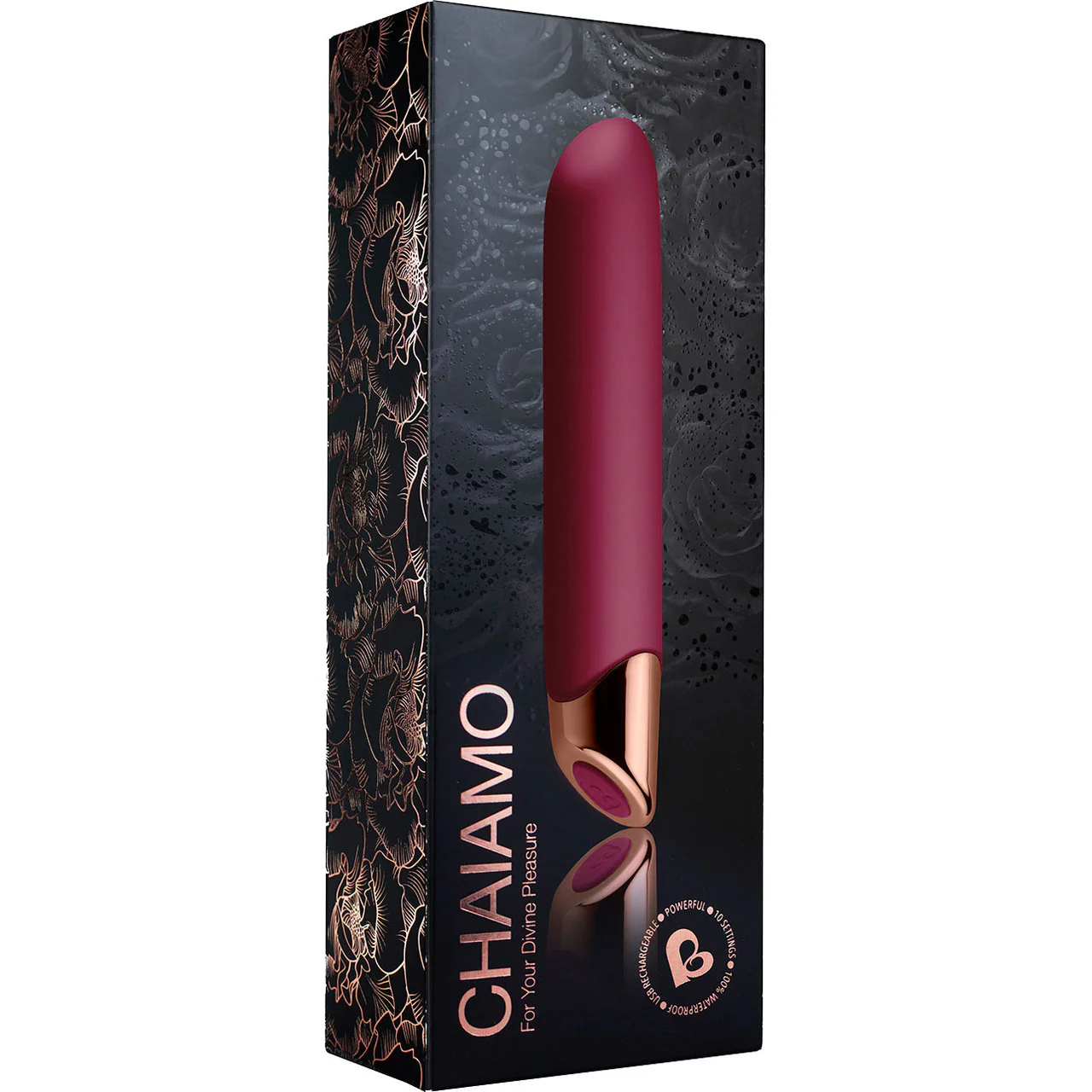 Chaiamo 10-Function Rechargeable Silicone Vibrator by Rocks-Off - Burgundy - Image 3