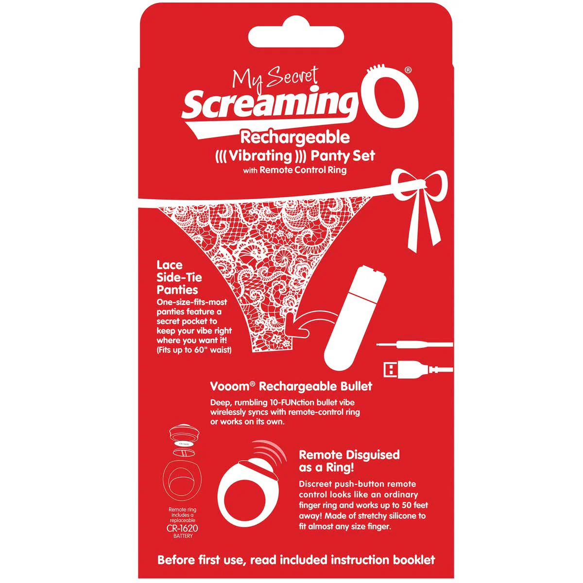 Charged My Secret Rechargeable 10 Function Remote Control Panty Vibe By Screaming O - Red - Image 4