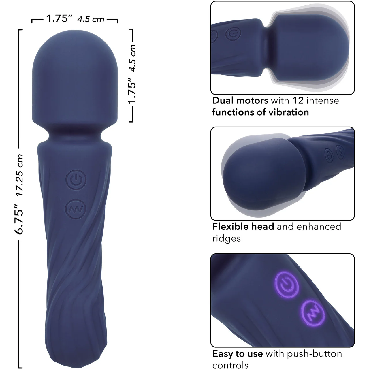 Charisma Allure Rechargeable Waterproof Silicone Dual Motor Mini Wand Vibrator By CalExotics - Image 8