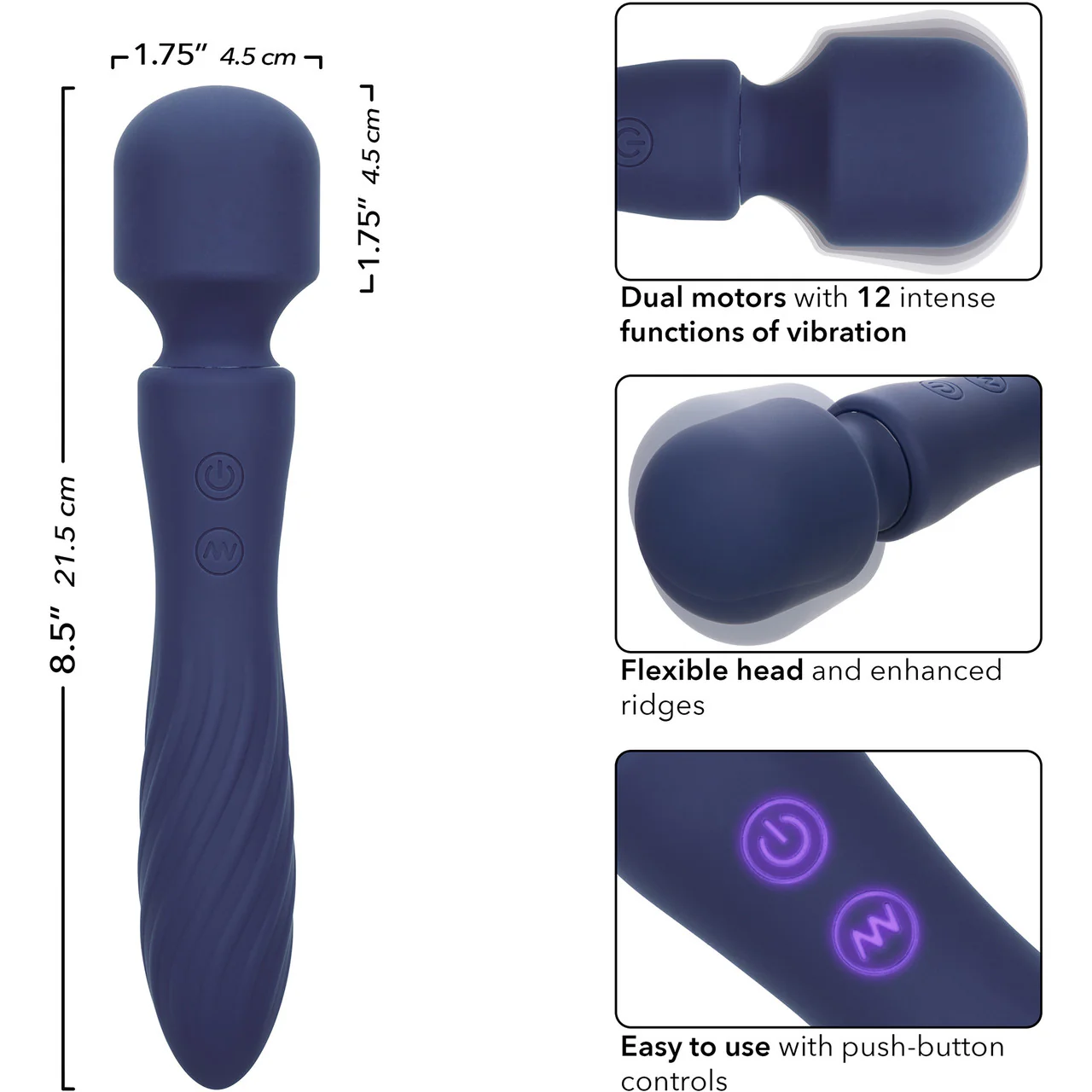 Charisma Mystique Rechargeable Waterproof Silicone Dual Motor Wand Style Vibrator By CalExotics - Image 8