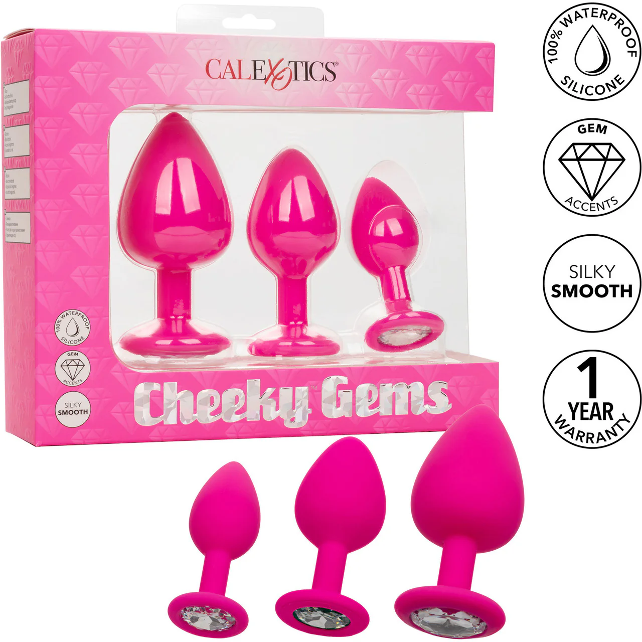 Cheeky Gems Silicone 3-Piece Anal Training Kit By CalExotics - Pink - Image 20