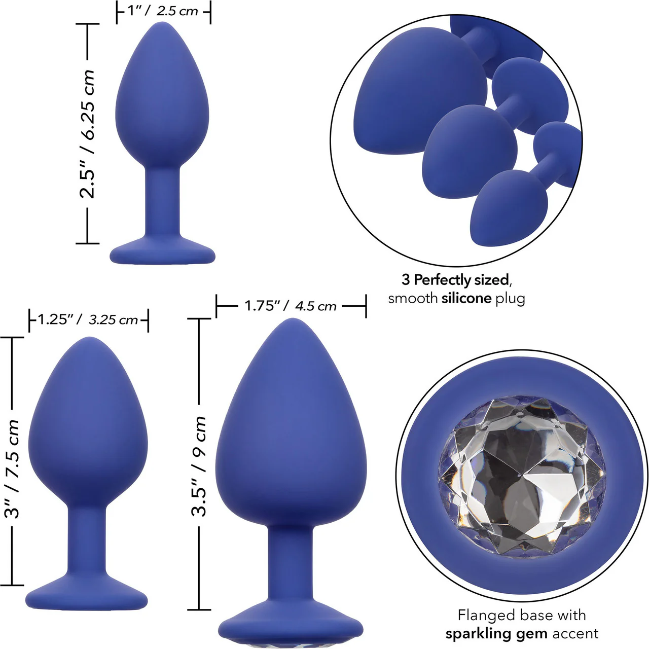 Cheeky Gems Silicone 3-Piece Anal Training Kit By CalExotics - Purple - Image 19